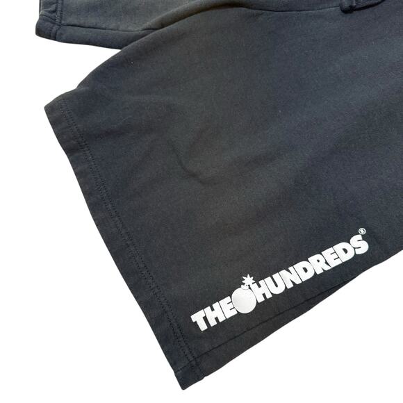 The Hundreds Drawstring Sweat Shorts Logo Spell Out Gray Black - Size Large - Picture 3 of 6